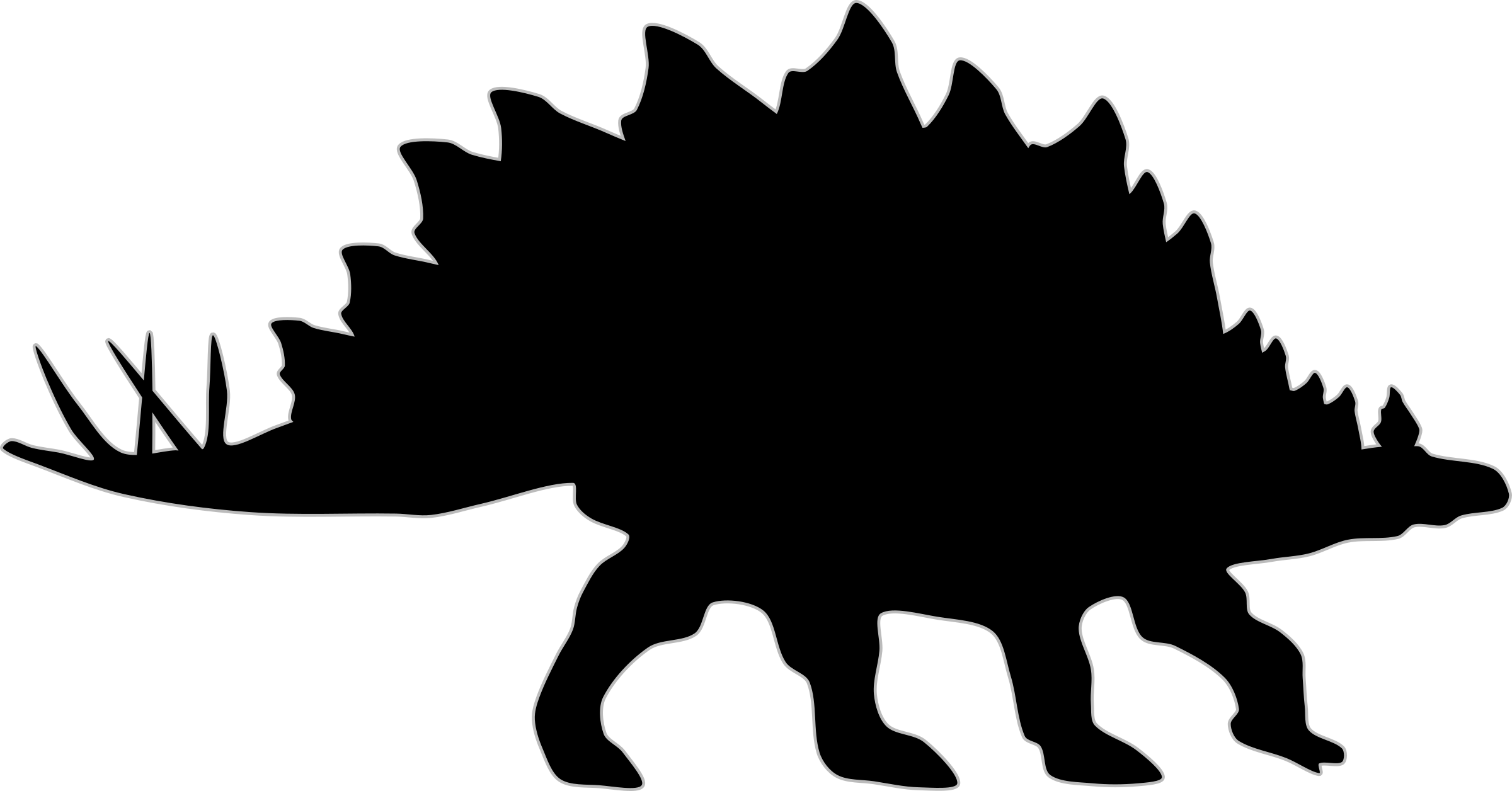 Stegosaurus Silhouette Clip Art At Clker - Dinosaur Silhouette (2400x1257)