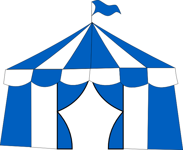 Tent Clipart Cirkus - Blue Circus Tent Clip Art (600x494)