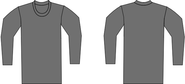 Gray Clipart Tshirt - Grey Long Sleeve T Shirt Template (600x273)