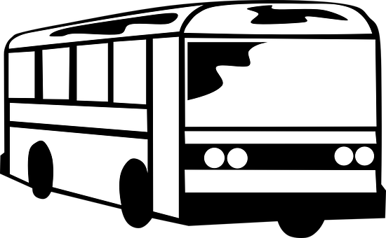 Bus Coach Black White Transportation Trip - Outline Image Of Bus (1280x790)
