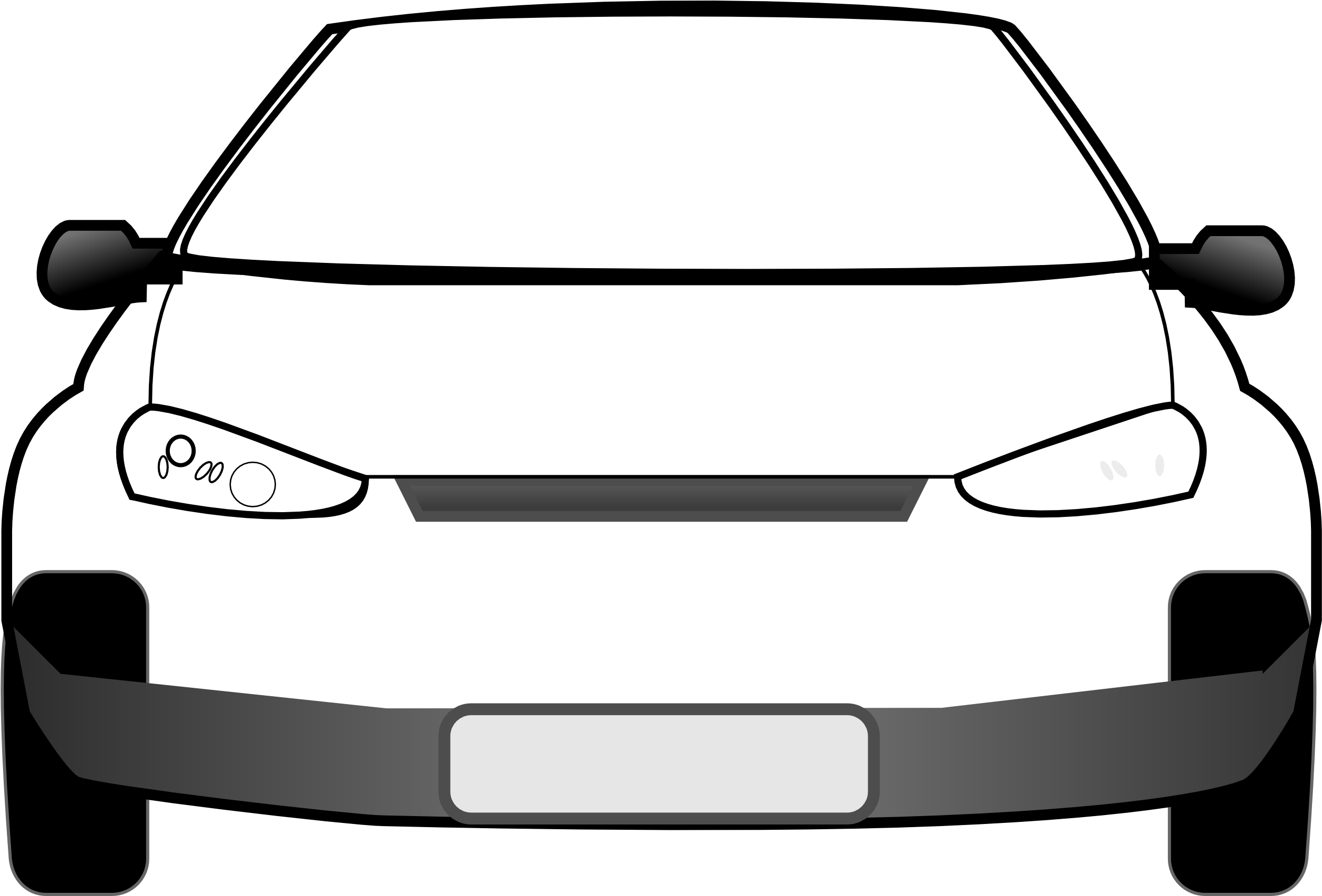 Car Front Black White Line - Illustration Front Car Png (2555x1703)