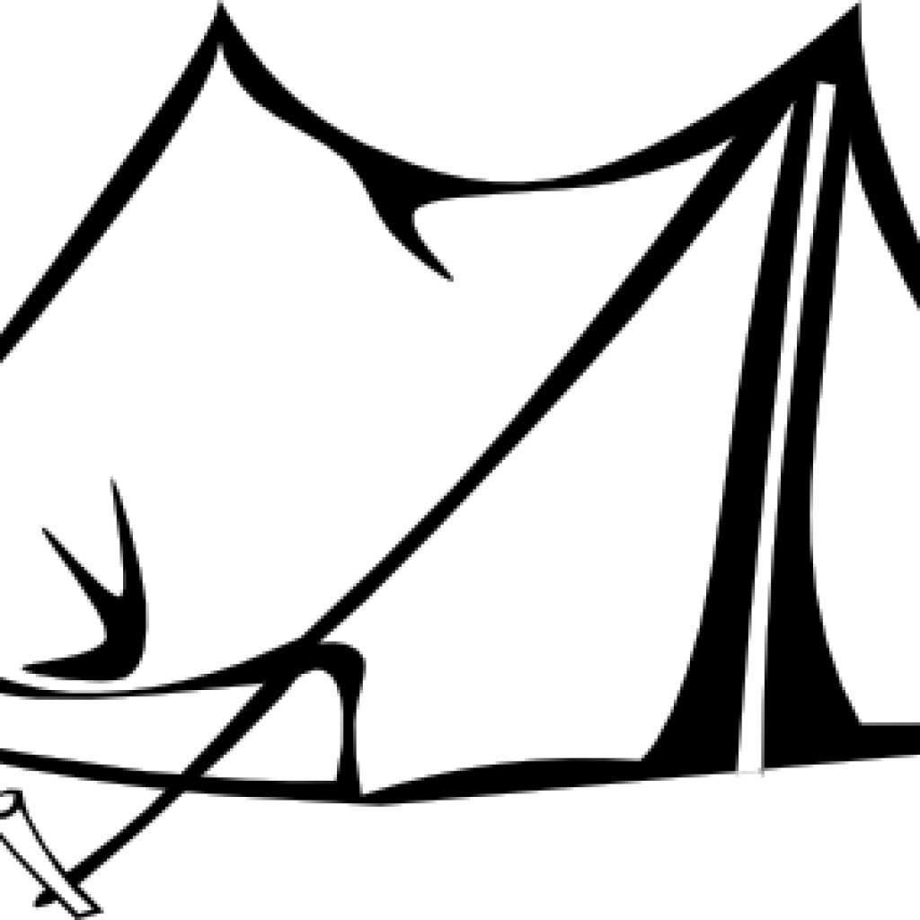 Tent Clipart White Black Tent Clip Art At Clker Vector - Camp Fire Clip Art Black And White (1024x1024)