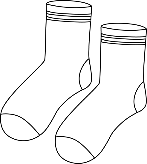 Pair Of Black And White Socks Clip Art - Socks Black And White (492x550)