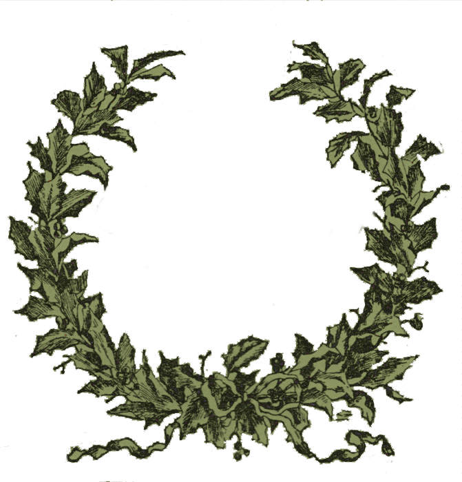 Vintage Clipart Holly - Christmas Garland Wreath Clipart (671x700)