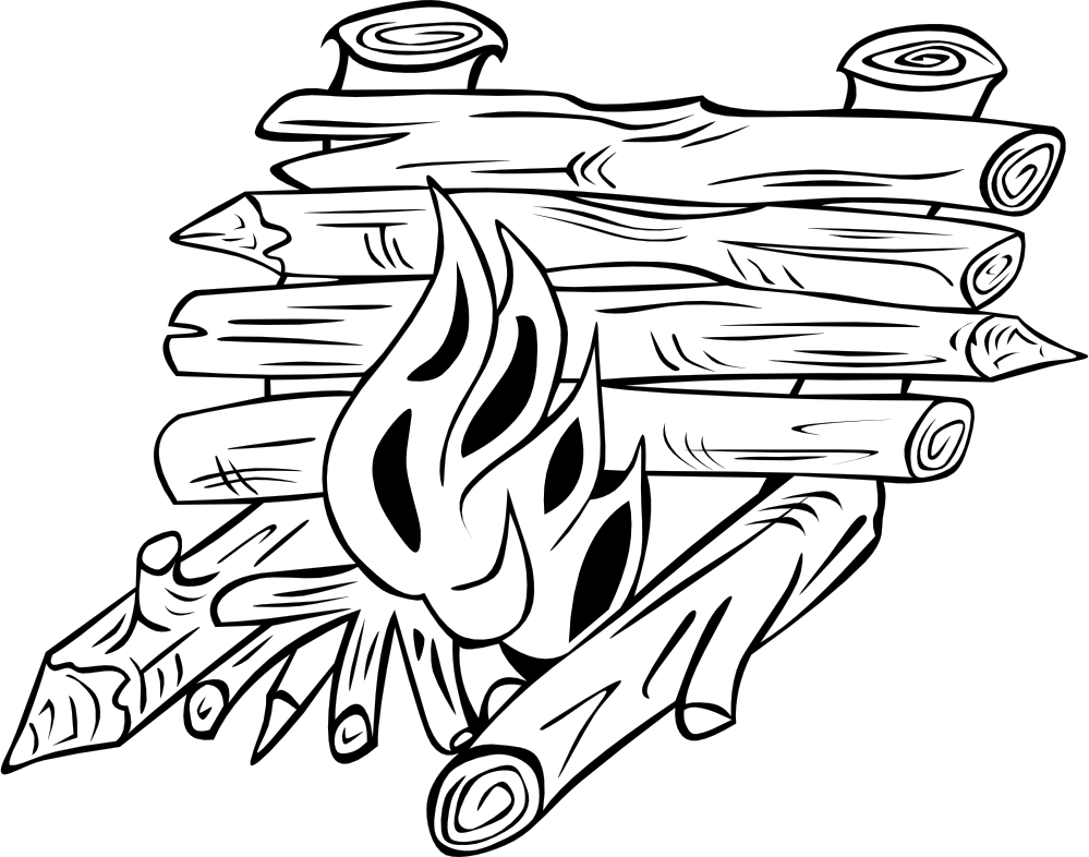 Clip Art Gerald G Campfires And Cooking Cranes - Coloring Pages Log (999x786)