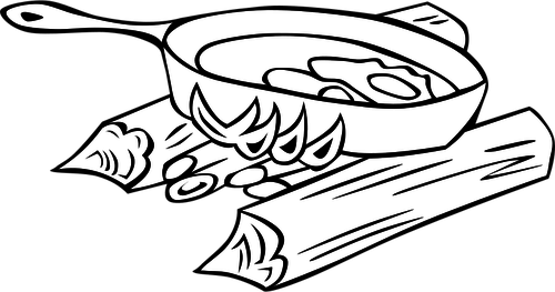Cooking Clip Art Black And White - Fry Black And White (500x263)