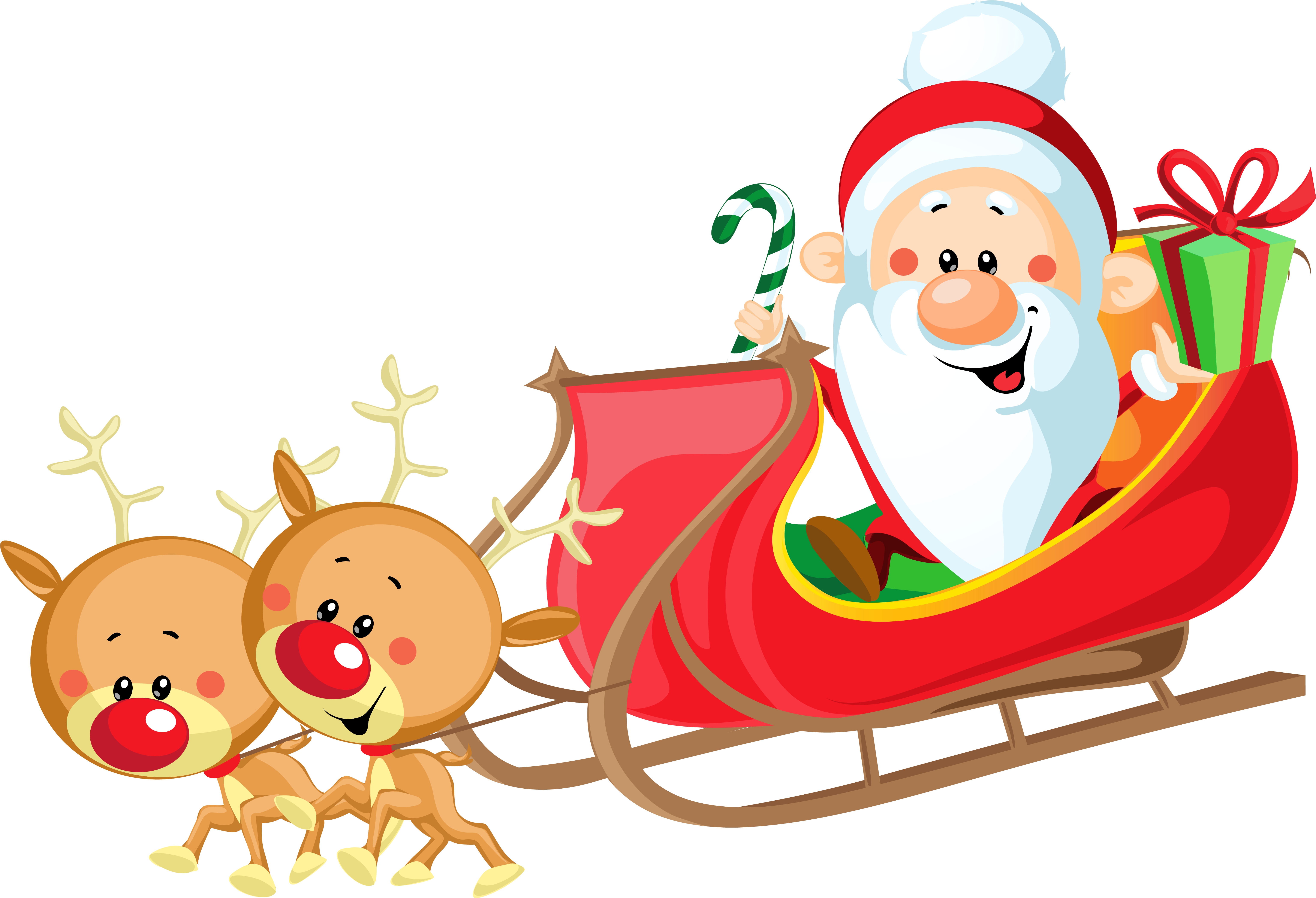 Cute Santa With Sleigh Png Clipart Image - Santa On Sleigh Clipart (6412x4378)