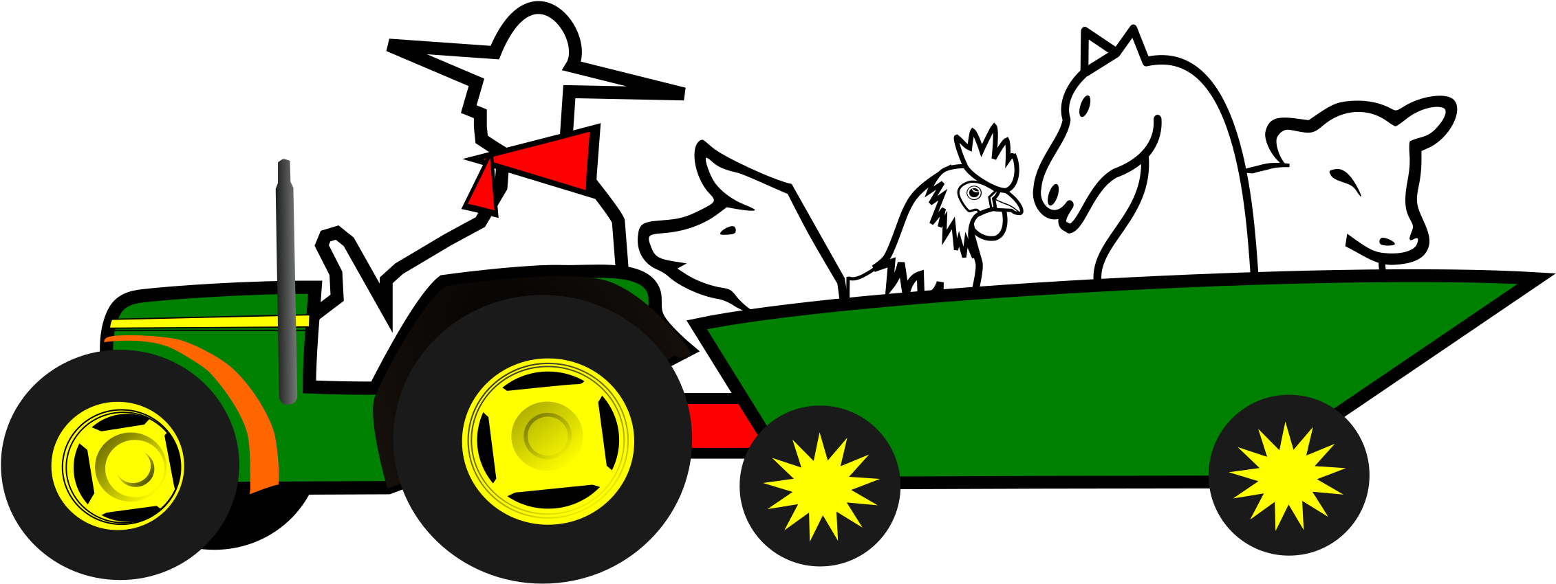 Tractor Animales - Farmer Car Png (2400x968)