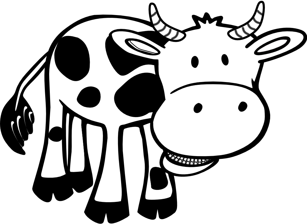 Cow Black White Line Hunky Dory Svg Colouringbook - Love Cows: Blank Lined Journal - 6x9 - Animal Lover (999x729)