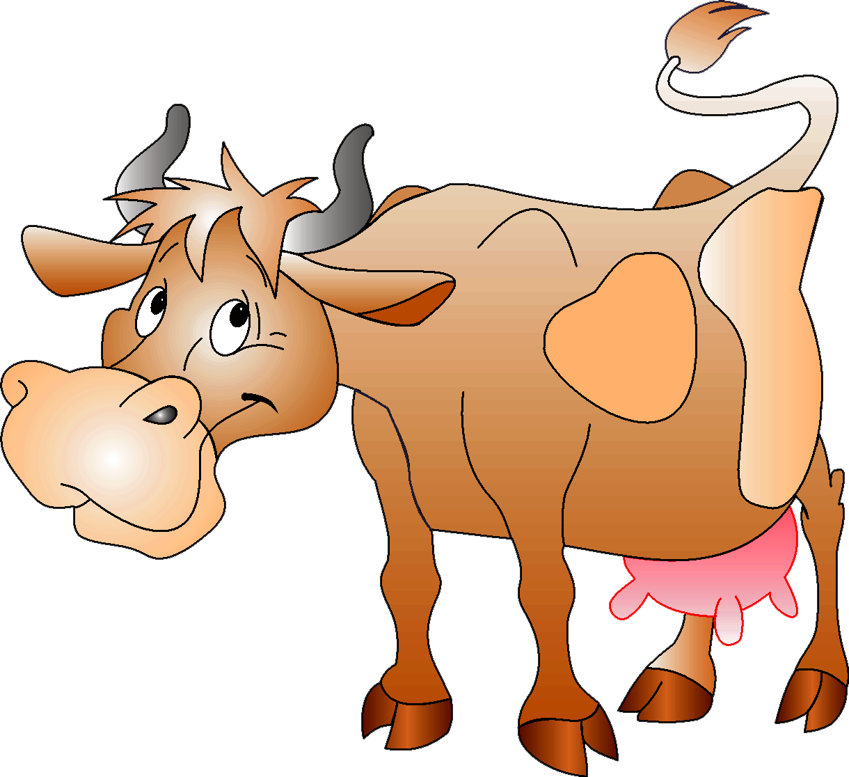 Farm Animals Clipart Funny Cow - كليب ارت حيوانات اليفة (1220x1116)