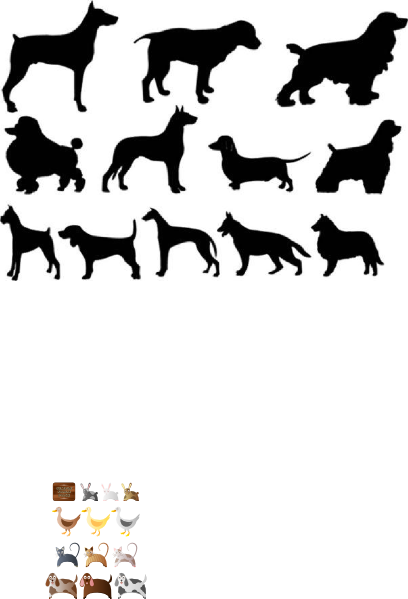 Farm Animals Cat Dog Rabbit Bunny Duck Clip Art - Dog Silhouette (408x599)