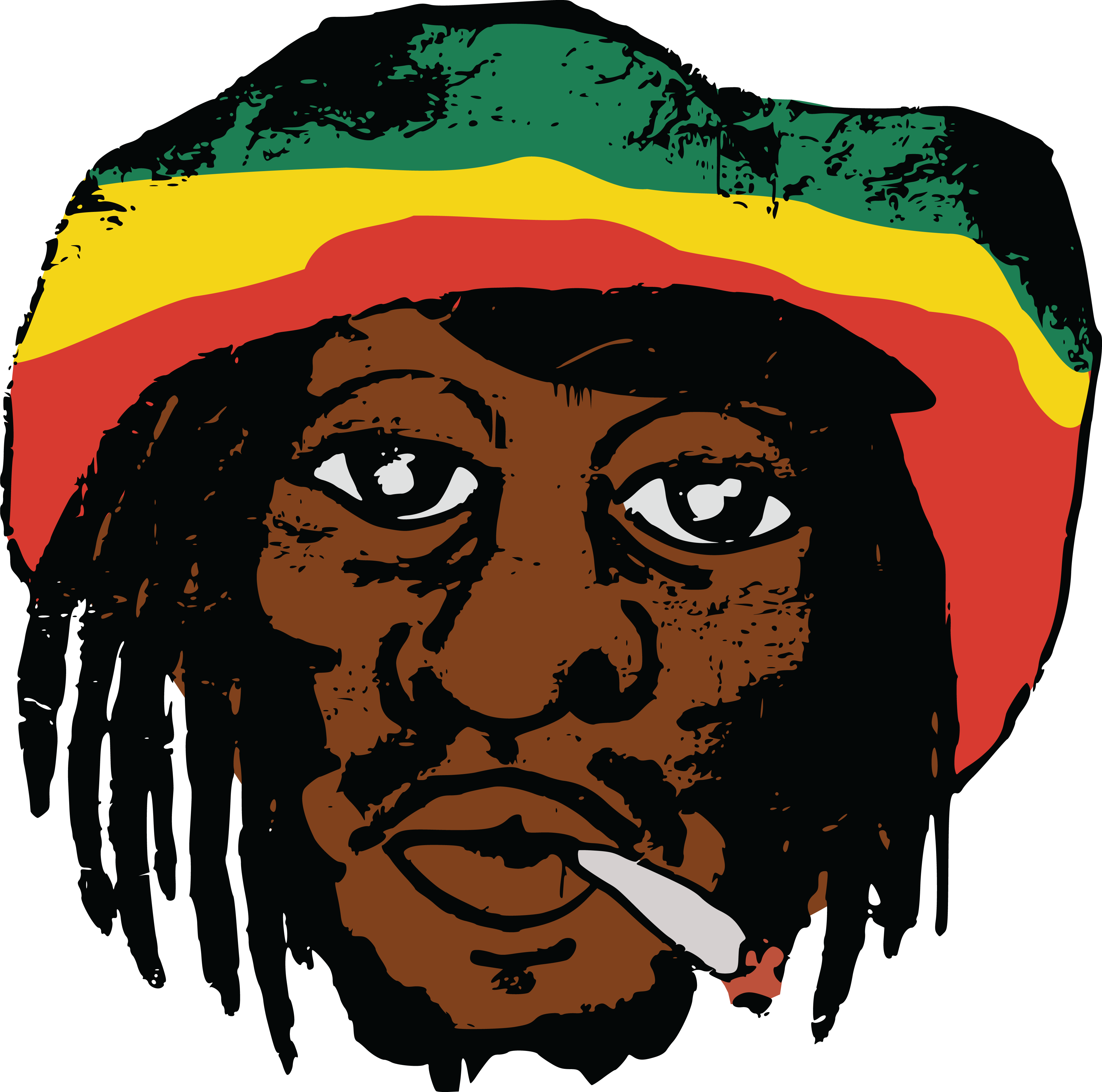 Free Clipart Of A Portrait Of Bob Marly Smoking A Joint - Bob Marley Logo Png (4000x3963)