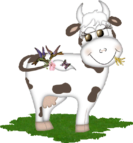 Cute Cartoon Farmyard Cows Clip Art Images - Vache Aux Yeux Bleus (600x600)