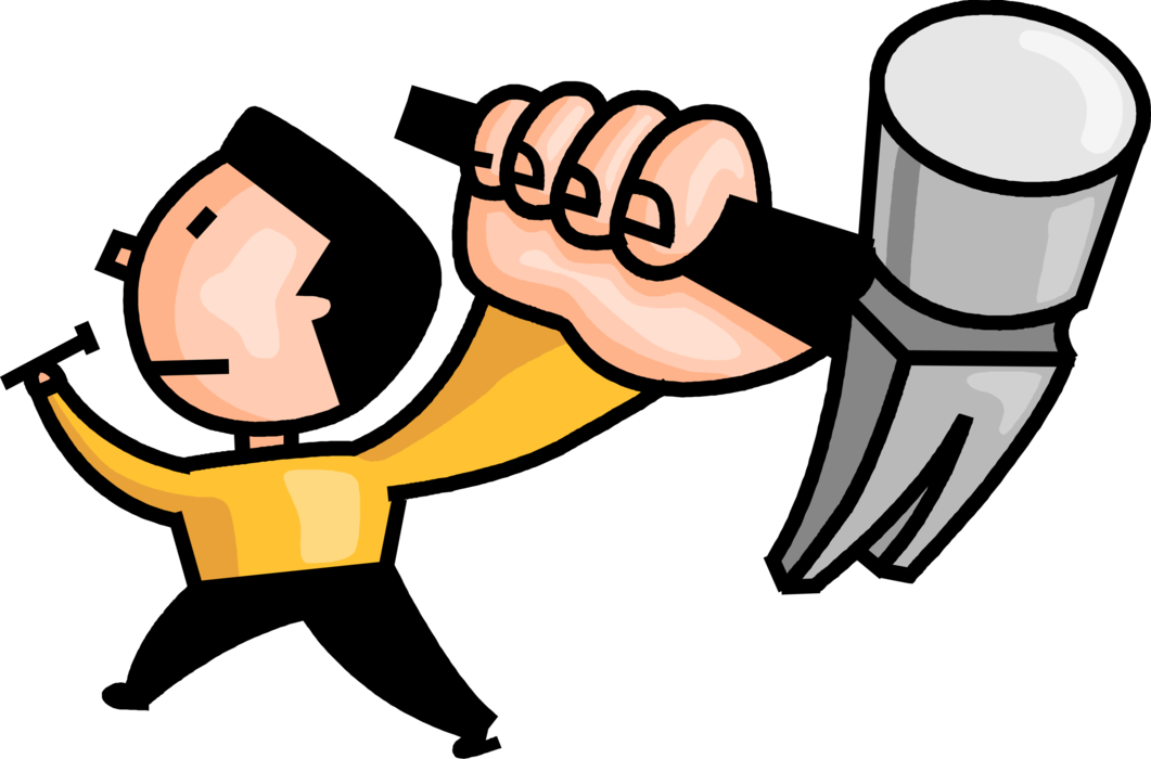Vector Illustration Of Home Renovation And Decoration - Man With A Hammer (1061x700)