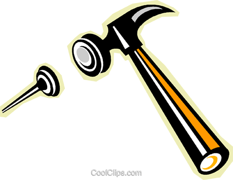 Hammer And Nail Royalty Free Vector Clip Art Illustration - Hammer And Nail Clip Art (480x370)