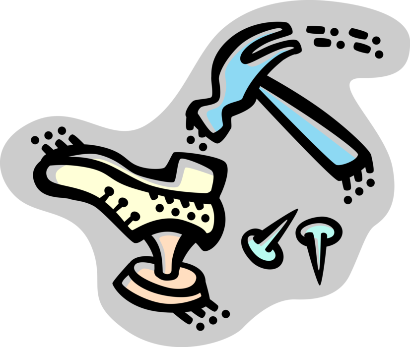 Vector Illustration Of Cobbler And Shoe Repair Hammer - Cobbler Shoes Clipart (826x700)