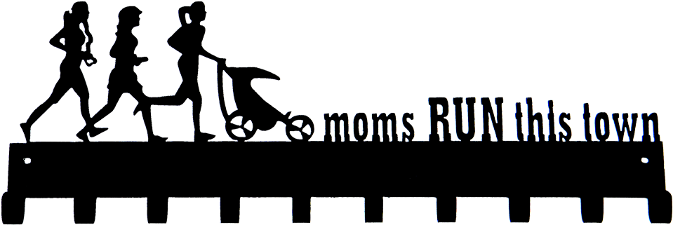 Moms Run This Town Club Black 10 Hook Medal Display - Running Club (1000x400)