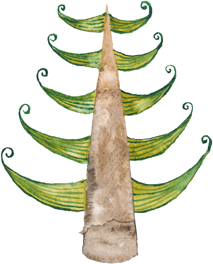 Pintado A Mano De Dibujos Animados De Arbol De Navidad - Christmas Tree (1024x1024)