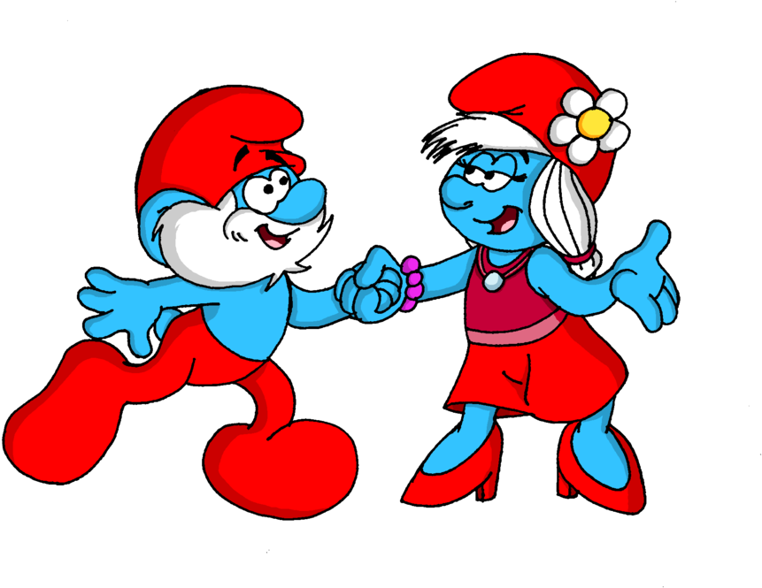 Papa Smurf X Smurfwillow By Grishamanimation1 On Deviantart - Smurfwillow And Papa Smurf (1024x774)