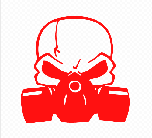 Skull With Gas Mask Red Decal - Red Gas Mask Png (500x454)