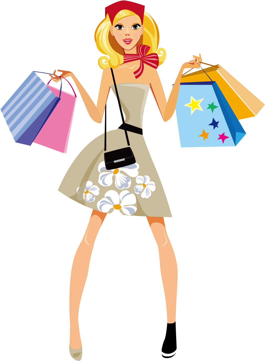 Shopping Fashion Girl Illustration - Shopping Girl Png (1500x1501)