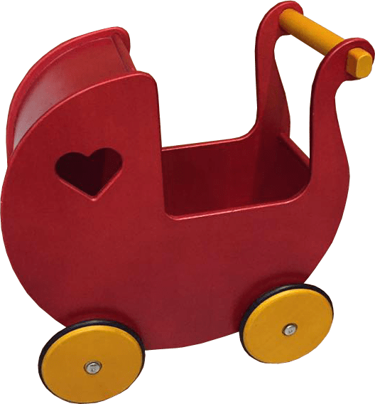 Red Wooden Pram Transparent Background - Baby Transport (528x568)