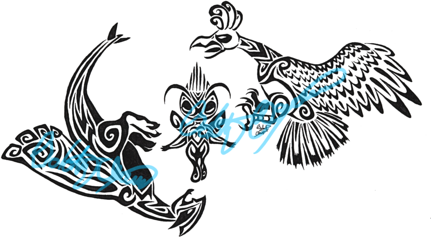 Heartgold Soulsilver Tribal By Tatta-doodles - Lugia And Ho Oh Tribal (900x539)