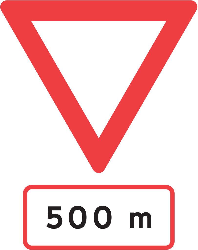 Danish Priority Road Sign Give Way Ahead - اشارات المرور في سلطنة عمان (811x1024)