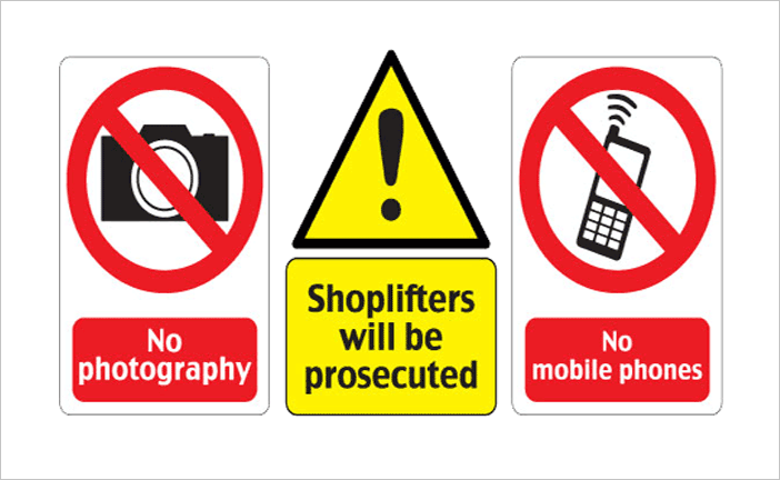 Funny Warning Stickers Are The Other Category Of The - プラスティック サインボード(l)security Notice(携帯使用禁止)/アメリカ雑貨アメリカン雑貨世田谷ベース看板 (702x432)