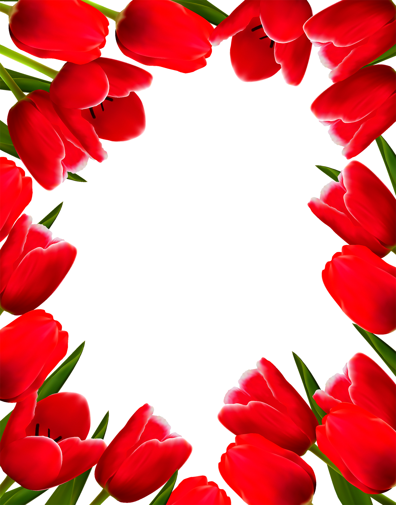 Tulip Flower Picture Frame Clip Art - Border Design Flower Rose (1300x1658)