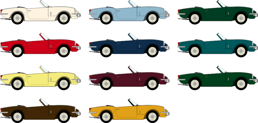 Les Couleurs Disponibles Pour La Spitfire Mk3, De Haut - Original Triumph Spitfire Colors (880x421)