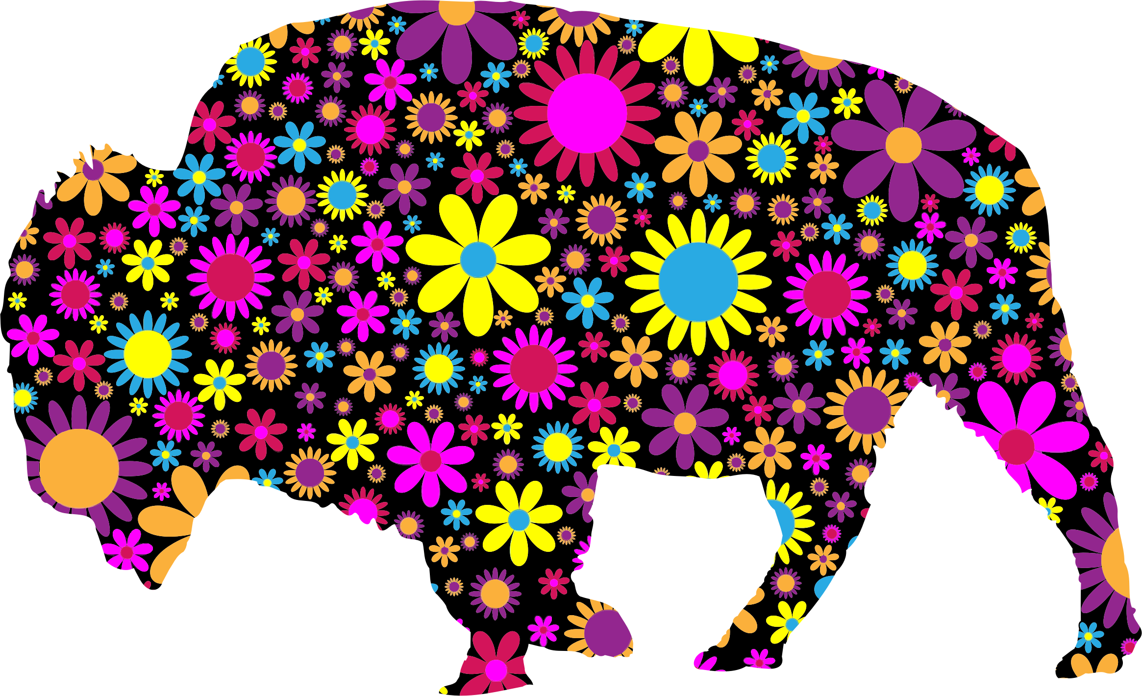 Floral Bison Silhouette Bclipart - Akzent-kissen - 16" X12 Deko Kissen (2330x1420)