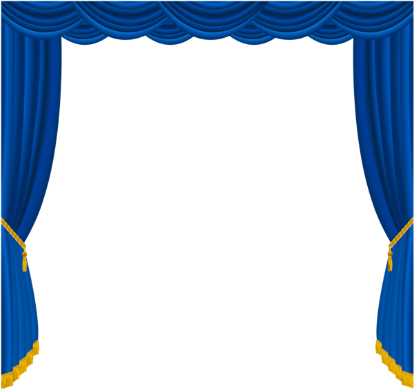 Transparent Blue Curtain Png Clipart - Blue Theatre Curtains Png (600x574)