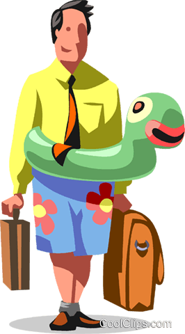 Businessman Going On Vacation Royalty Free Vector Clip - Clip Art (266x480)