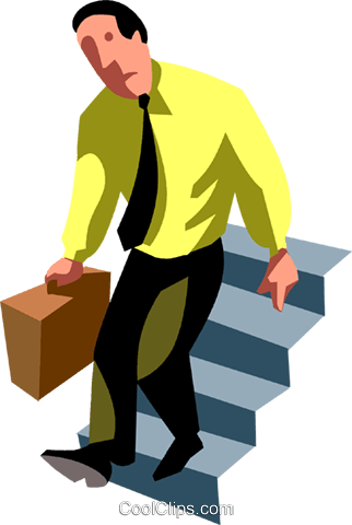 Businessman Going Down Stairs Royalty Free Vector Clip - Man (322x480)