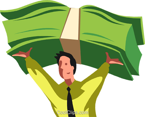 Businessman Holding Money Over His Head Royalty Free - Illustration (480x388)