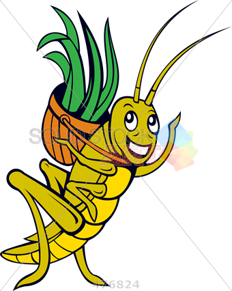 Stock Illustration Of Cartoon Rendition Of Standing - Grasshopper Working Clipart (340x426)