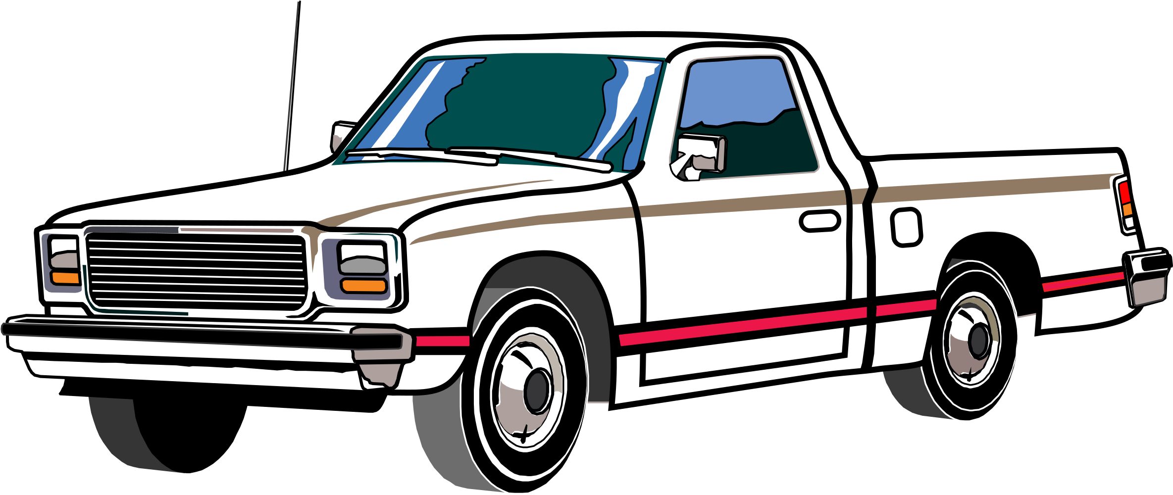 Seventies Pickup Truck - Clipart Pick Up (2400x1038)