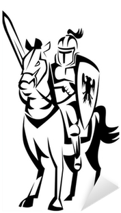 Knight Cartoon Black And White (400x400)
