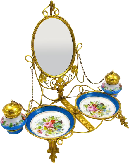 Antique Palais Royal Porcelain Perfume Set - Brass (558x558)