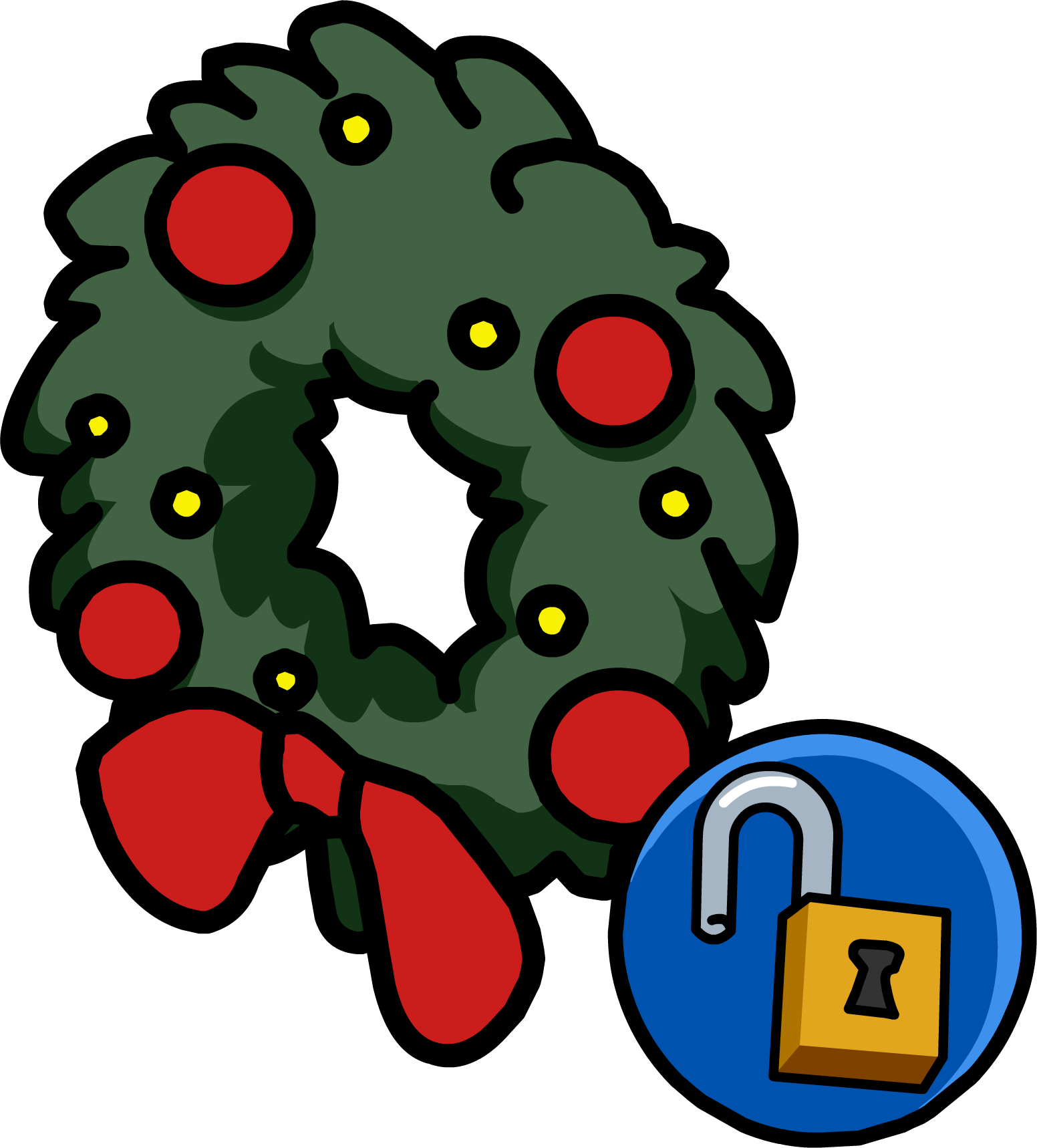 Holiday Wreath Unlockable Icon - Club Penguin Mp3000 (1552x1718)