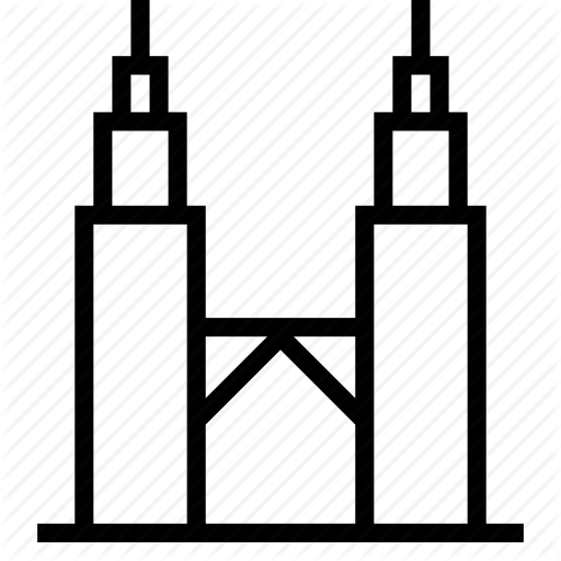 City, Klcc, Kuala Lumpur, Malaysia, Petronas, Twin - Twin Towers Malaysia Outline (512x512)