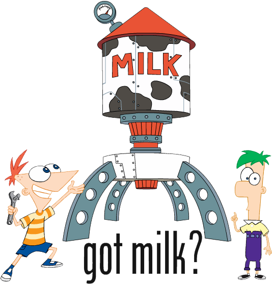 Phineas & Ferb Got Milk Tower Clipart - Phineas And Ferb Milk (554x568)