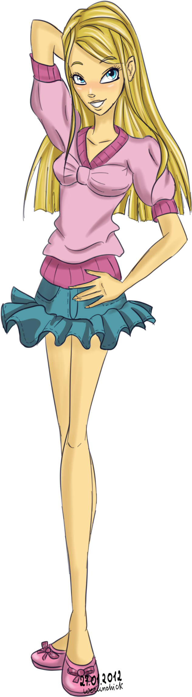 Fairy Mangaka Pin-up Girl Cartoon - Illustration (1024x2457)