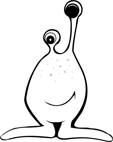 Black And White Alien Clipart - Printable Monster Coloring Pages (480x599)