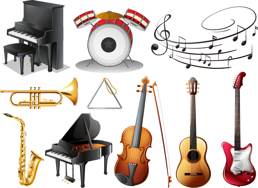Musical Instrument Drums Drawing Illustration - Conjunto De Instrumentos Musicales (831x605)