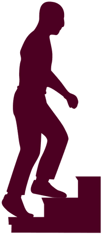 Man Climbing Stairs Sequence Silhouette In Red Transparent - Stair Person Png (512x512)