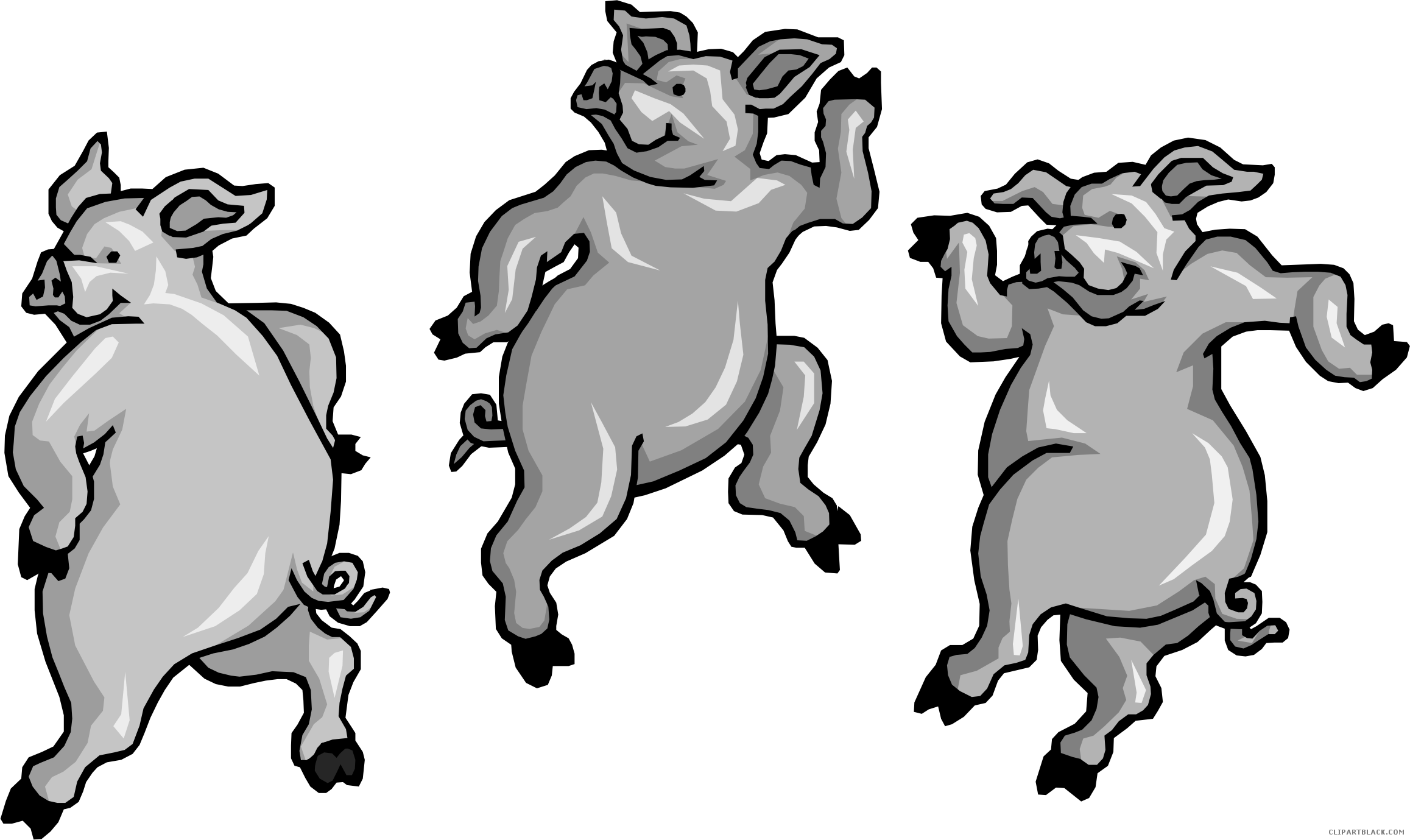Pig High Quality Animal Free Black White Clipart Images - Frolicking Pigs (2315x1379)
