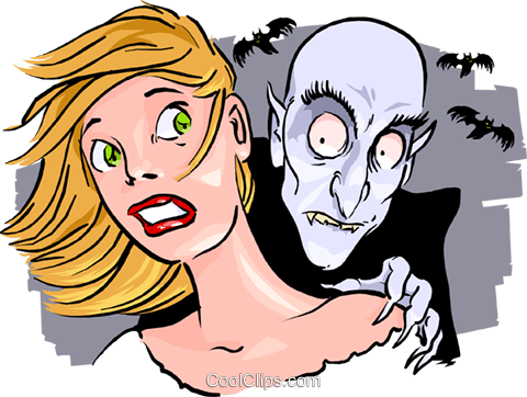Vampire With His Victim Royalty Free Vector Clip Art - Cartoon Vampire Biting Neck (640x480)