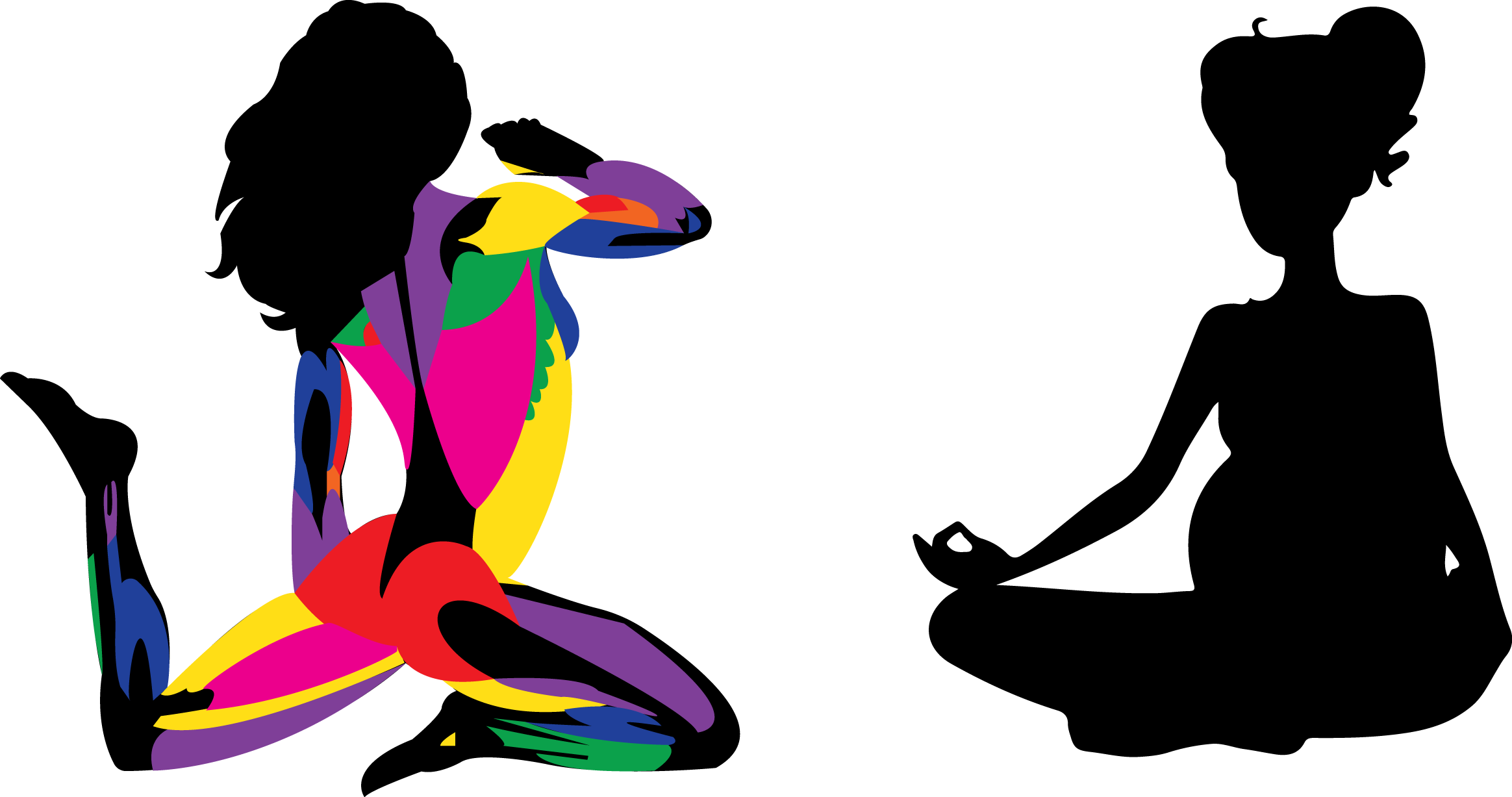 2 Females Posing And Sitting - Illustration (2328x1227)